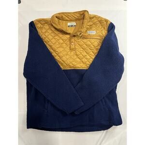 Magellan Outdoors 2XL Sherpa Fleece Quilted Pullover Blue Gold